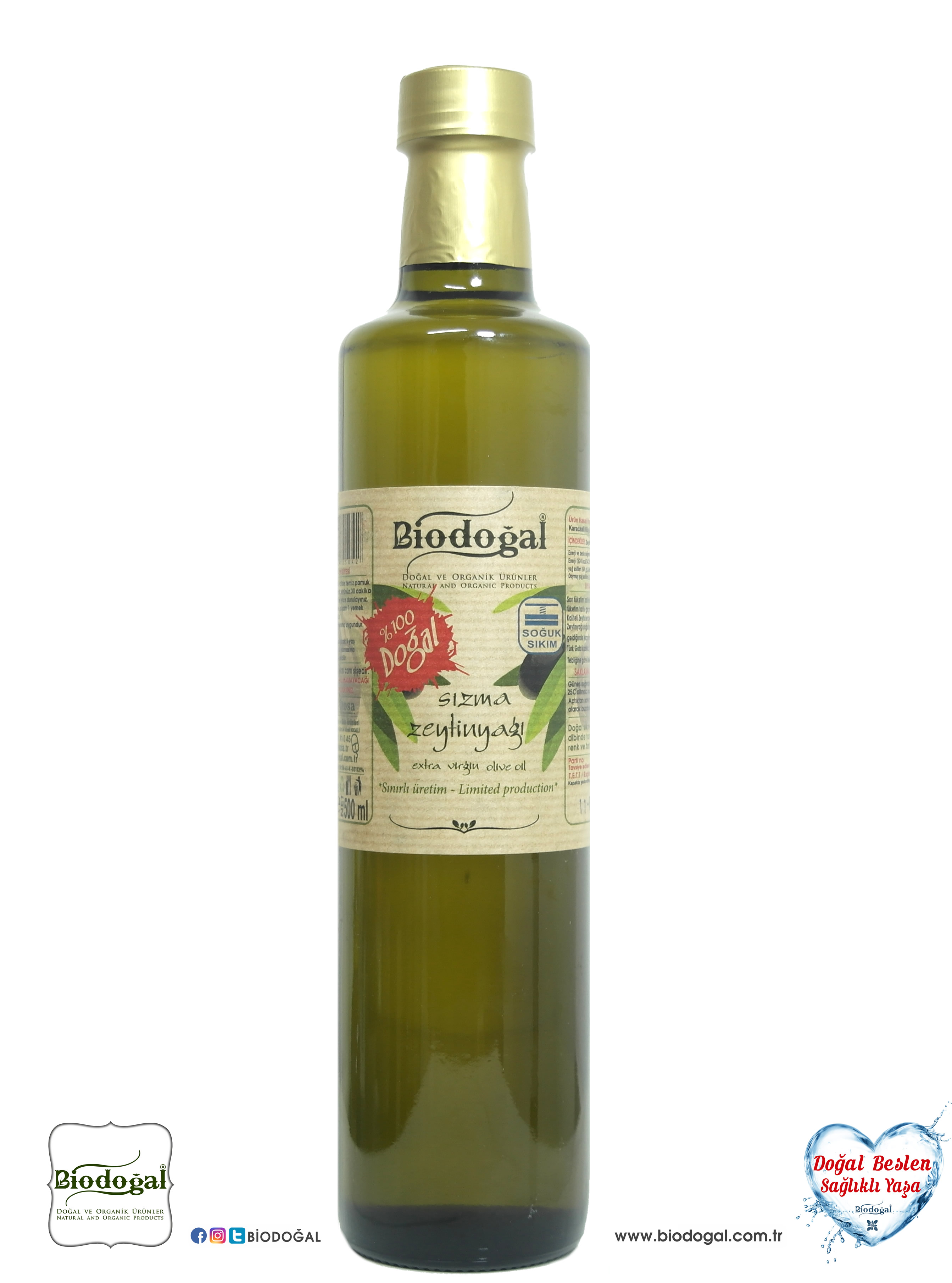 Soğuk Sıkım Naturel Sızma Zeytinyağı 500 ml
